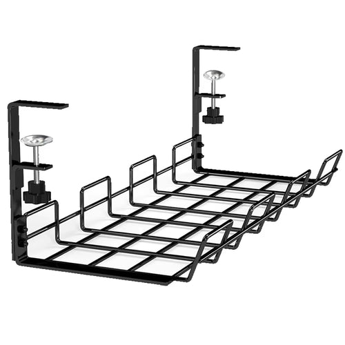Cable Management Box under Desk Cable Organizer Storage Shelf Desk Wire Management Cable Tray under Desk No Drill Metal Rack For